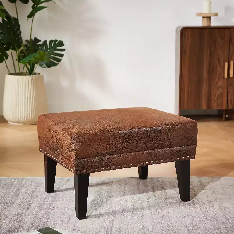 Christopher Knight Home Templin Vintage Upholstered Ottoman with Nailhead Trim