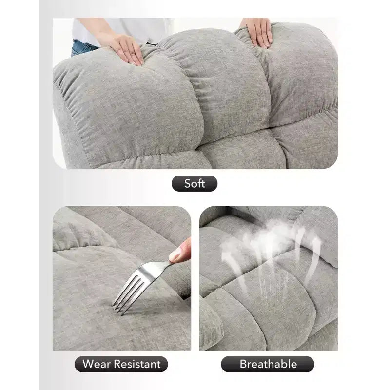 Fauteuil inclinable à bascule, fauteuil à bascule pivotant à 360° pour le salon, fauteuil de crèche rembourré en tissu avec poches latérales pour les petits espaces