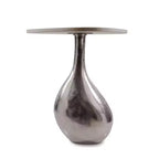 Table d'appoint piédestal HomeRoots 22 en fonte d'aluminium et marbre argenté et beige