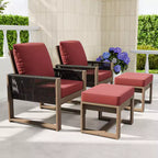 EAGLE PEAK 4 Pieces Natural Cedar Wood Furniture Set, Outdoor Patio Real Wood Small Balcony Conversation Set with Ottomans