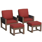 EAGLE PEAK 4 Pieces Natural Cedar Wood Furniture Set, Outdoor Patio Real Wood Small Balcony Conversation Set with Ottomans