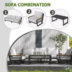 GDFStudio Salon de jardin 5 places en aluminium et tissu oléfine avec coussins lavables