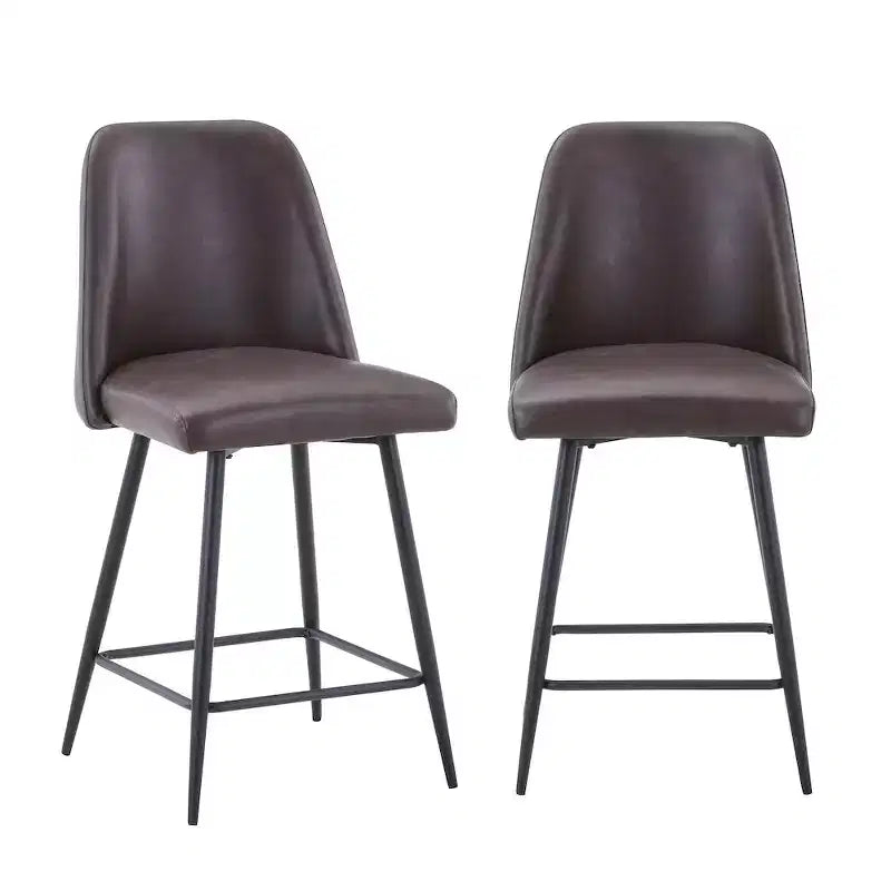 Jofran,Mid-Century Modern Faux Leather Upholstered Counter Height Barstool (Set of 2)