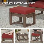 EAGLE PEAK Ensemble de conversation 4 pièces en cèdre naturel, mobilier de patio extérieur avec 2 poufs et table basse