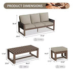 EAGLE PEAK Ensemble de conversation 4 pièces en cèdre naturel, mobilier de patio extérieur avec 2 poufs et table basse
