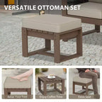 EAGLE PEAK Ensemble de conversation 4 pièces en cèdre naturel, mobilier de patio extérieur avec 2 poufs et table basse