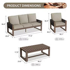 EAGLE PEAK 4 Pieces Natural Cedar Wood Patio Furniture, Outdoor Conversation Set with Coffee Table