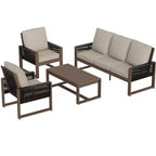 EAGLE PEAK 4 Pieces Natural Cedar Wood Patio Furniture, Outdoor Conversation Set with Coffee Table