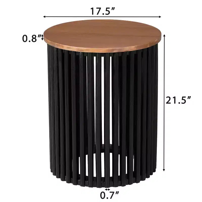 TABLE BASSE EN BOIS MASSIF D'ACACIA, COULEUR NATURELLE ET NOIRE