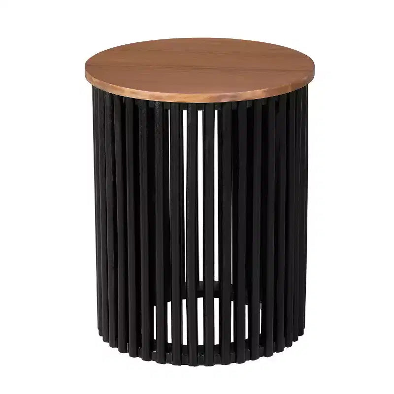TABLE BASSE EN BOIS MASSIF D'ACACIA, COULEUR NATURELLE ET NOIRE