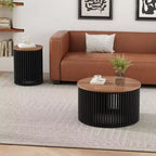 TABLE BASSE EN BOIS MASSIF D'ACACIA, COULEUR NATURELLE ET NOIRE