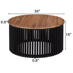 TABLE BASSE EN BOIS MASSIF D'ACACIA, COULEUR NATURELLE ET NOIRE