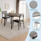 Ensemble de salle à manger 3 pièces pour 2 personnes avec table carrée, étagère de rangement, cadre métallique et chaises rembourrées, parfait pour les petits espaces, les appartements et les cuisines.