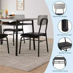 Ensemble de salle à manger 3 pièces pour 2 personnes avec table carrée, étagère de rangement, cadre métallique et chaises rembourrées, parfait pour les petits espaces, les appartements et les cuisines.