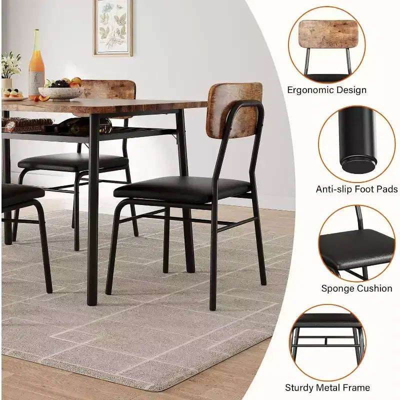 Ensemble de salle à manger 3 pièces pour 2 personnes avec table carrée, étagère de rangement, cadre métallique et chaises rembourrées, parfait pour les petits espaces, les appartements et les cuisines.