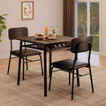 Ensemble de salle à manger 3 pièces pour 2 personnes avec table carrée, étagère de rangement, cadre métallique et chaises rembourrées, parfait pour les petits espaces, les appartements et les cuisines.