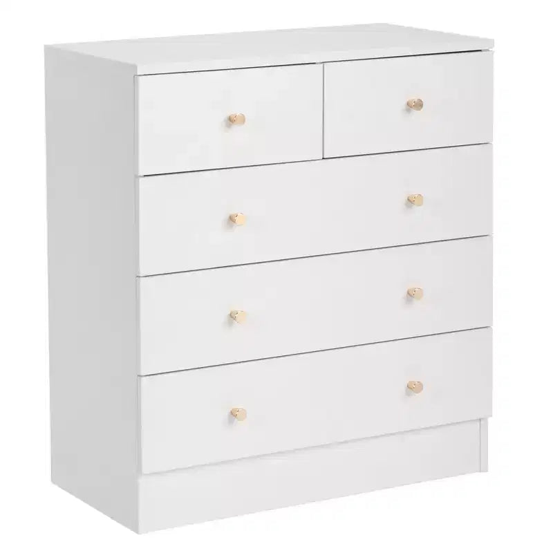 Commode à 5 tiroirs Karl Home en panneaux de particules blancs de 66 cm de large