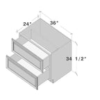 CASAINC 36 in. W x 34.5 in. H x 24 in. D 2-Drawer Base Kitchen Cabinet  Soft-Close, Plywood Frame - Ready to Assemble