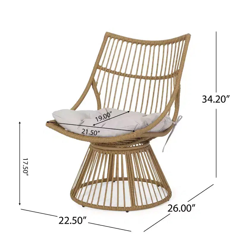 Christopher Knight Home Caryl Outdoor Wicker Chair and Side Table Set with Cushion