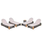 Christopher Knight Home Lariya 5 Piece Outdoor Acacia Wood Chaise Lounge Chat Set with Cushions and Side Table