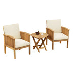 Christopher Knight Home Atlas 3 Piece Patio Acacia Wood Seating Set with Foldable Accent Table