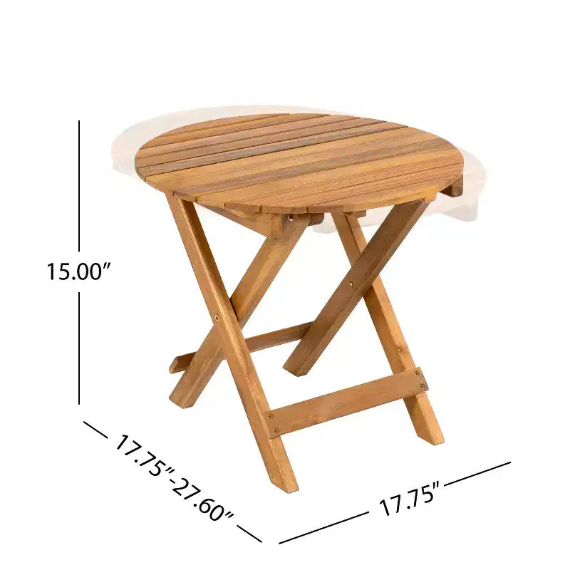 Christopher Knight Home Atlas 3 Piece Patio Acacia Wood Seating Set with Foldable Accent Table