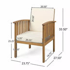 Christopher Knight Home Atlas 3 Piece Patio Acacia Wood Seating Set with Foldable Accent Table