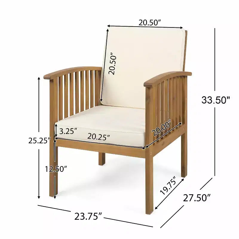 Christopher Knight Home Atlas 3 Piece Patio Acacia Wood Seating Set with Foldable Accent Table