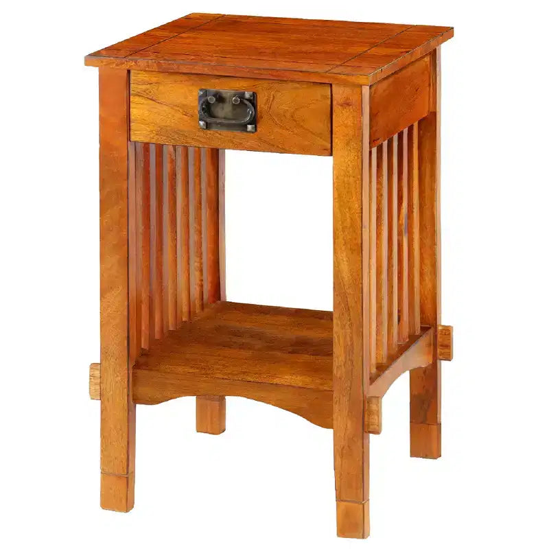 Royal Hampton Spacious Mango Wood with Slatted Side Panels Telephone Stand