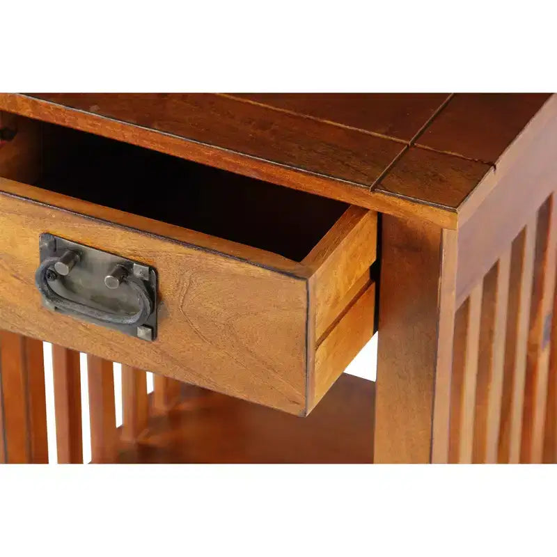 Royal Hampton Spacious Mango Wood with Slatted Side Panels Telephone Stand