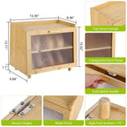 Double Layer Large Bread Box for Kitchen Counter, Large Capacity Bread Storage Container Bread Box