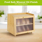 Double Layer Large Bread Box for Kitchen Counter, Large Capacity Bread Storage Container Bread Box