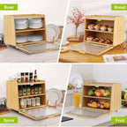 Double Layer Large Bread Box for Kitchen Counter, Large Capacity Bread Storage Container Bread Box