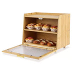 Double Layer Large Bread Box for Kitchen Counter, Large Capacity Bread Storage Container Bread Box