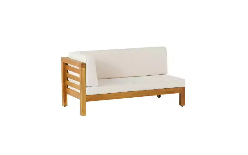 Christopher Knight Home Cynthia Patio Acacia Wood L Shape Upholstered 5-Seater Sectional Sofa Set with Coffee Table