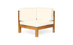 Christopher Knight Home Cynthia Patio Acacia Wood L Shape Upholstered 5-Seater Sectional Sofa Set with Coffee Table