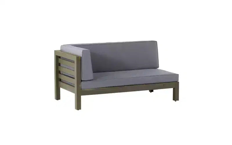 Christopher Knight Home Cynthia Patio Acacia Wood L Shape Upholstered 5-Seater Sectional Sofa Set with Coffee Table
