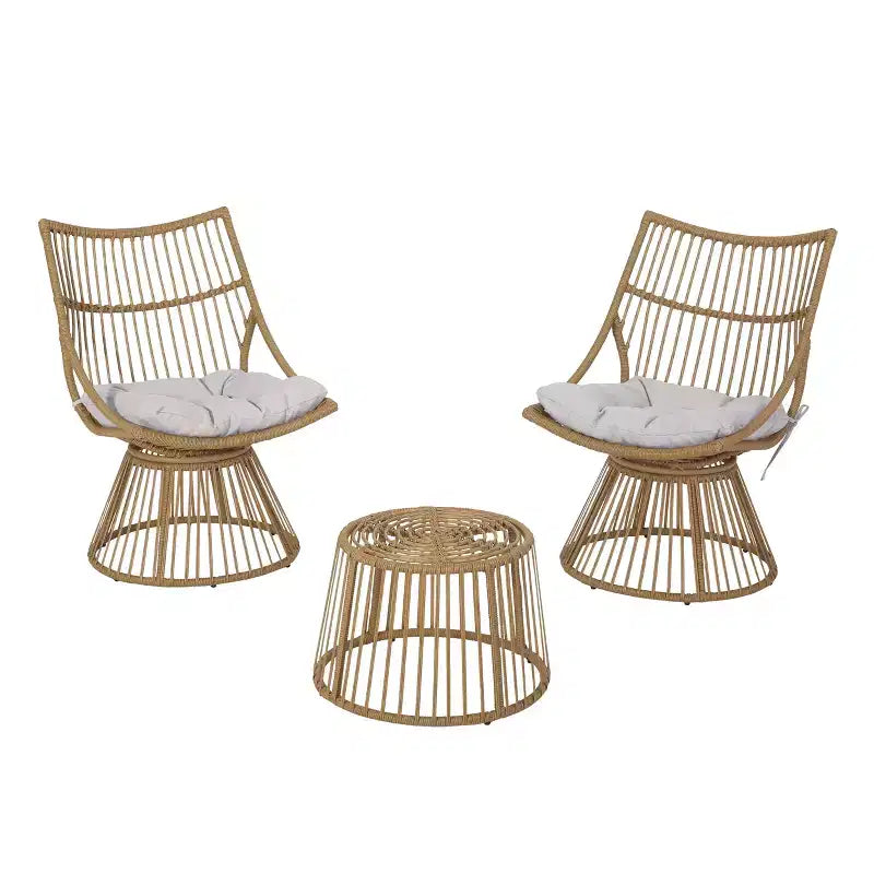 Ensemble de chaises de club et table d'appoint d'extérieur en osier Berton de Christopher Knight Home avec coussin