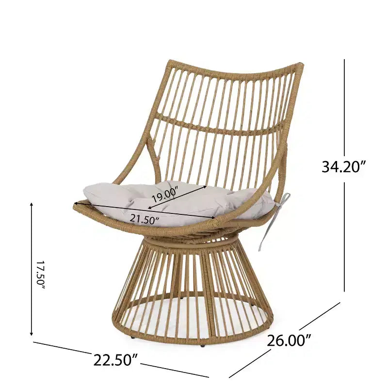 Ensemble de chaises de club et table d'appoint d'extérieur en osier Berton de Christopher Knight Home avec coussin