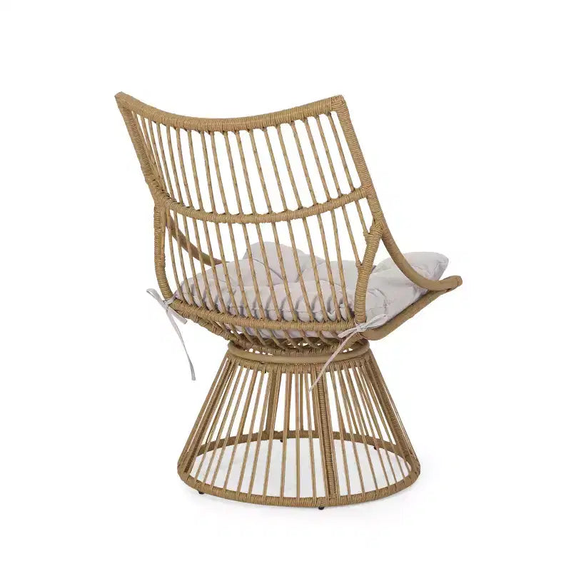 Ensemble de chaises de club et table d'appoint d'extérieur en osier Berton de Christopher Knight Home avec coussin