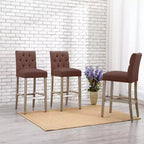 WestinTrends Hayes 29 Tabouret de bar rembourré en tissu de lin (Lot de 3), Gris antique, Marron