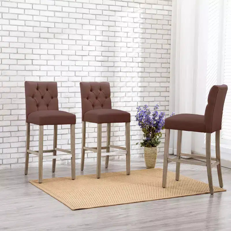 WestinTrends Hayes 29 Tabouret de bar rembourré en tissu de lin (Lot de 3), Gris antique, Marron