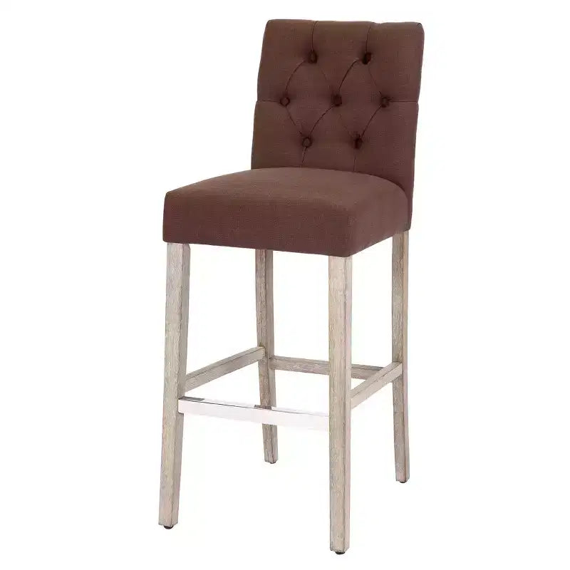 WestinTrends Hayes 29 Tabouret de bar rembourré en tissu de lin (Lot de 3), Gris antique, Marron