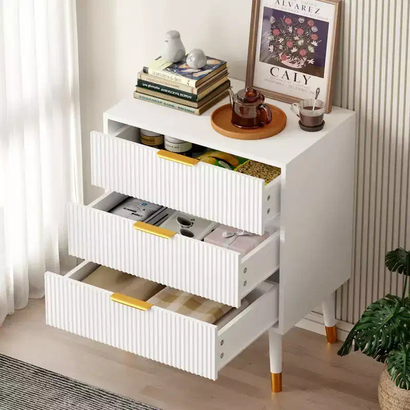 Commode à 3 tiroirs avec rangement, 72,423,615,4 cm, avec poignées en métal, table de chevet minimaliste moderne avec pieds en métal, armoire de rangement