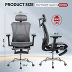 GALAXHERO Ergonomic Mesh Office Chair High Back Reclining Desk Chair with Retractable Footrest & Adjustable Lumbar Support Tilt Function Black