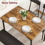 Ensemble Table à Manger pour 4 Personnes avec Table Rectangulaire, Banc Rembourré et 2 Chaises, Ensemble de Salle à Manger Peu Encombrant pour Petits Espaces, Appartements
