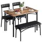 Ensemble Table à Manger pour 4 Personnes avec Table Rectangulaire, Banc Rembourré et 2 Chaises, Ensemble de Salle à Manger Peu Encombrant pour Petits Espaces, Appartements