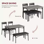 Ensemble Table à Manger pour 4 Personnes avec Table Rectangulaire, Banc Rembourré et 2 Chaises, Ensemble de Salle à Manger Peu Encombrant pour Petits Espaces, Appartements