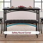 Ensemble Table à Manger pour 4 Personnes avec Table Rectangulaire, Banc Rembourré et 2 Chaises, Ensemble de Salle à Manger Peu Encombrant pour Petits Espaces, Appartements