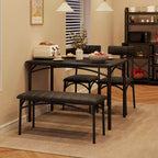 Ensemble Table à Manger pour 4 Personnes avec Table Rectangulaire, Banc Rembourré et 2 Chaises, Ensemble de Salle à Manger Peu Encombrant pour Petits Espaces, Appartements